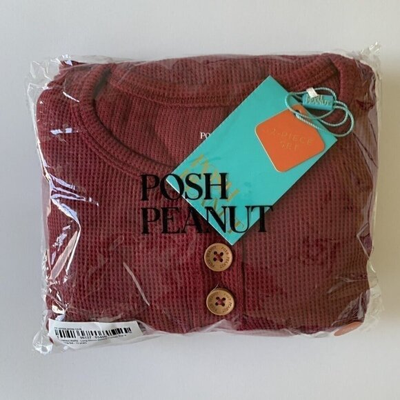 NWT Posh Peanut Girl Bordeaux Waffle Thermal Top And Leggings Set 12 Years - Picture 8 of 11